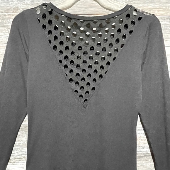 Splits59 Black Sexy Cut Out Mesh Long Sleeve Athletic Gym Running Top Size XS - Picture 8 of 11